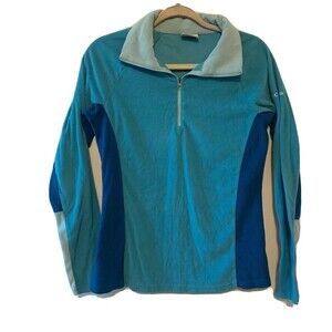 Columbia Womens Size Medium Blue Colorblock 1/4 Zip Pullover Sweatshirt